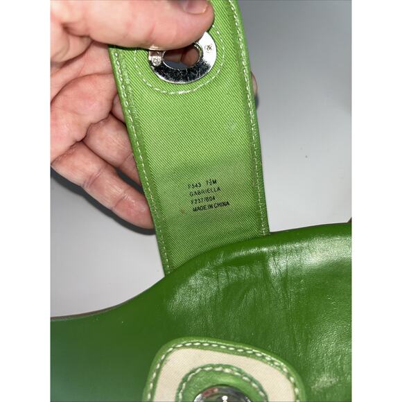 Coach Gabriella Green And Cream Turn Lock Slides. Sz 7.5 Read Description - Picture 6 of 10